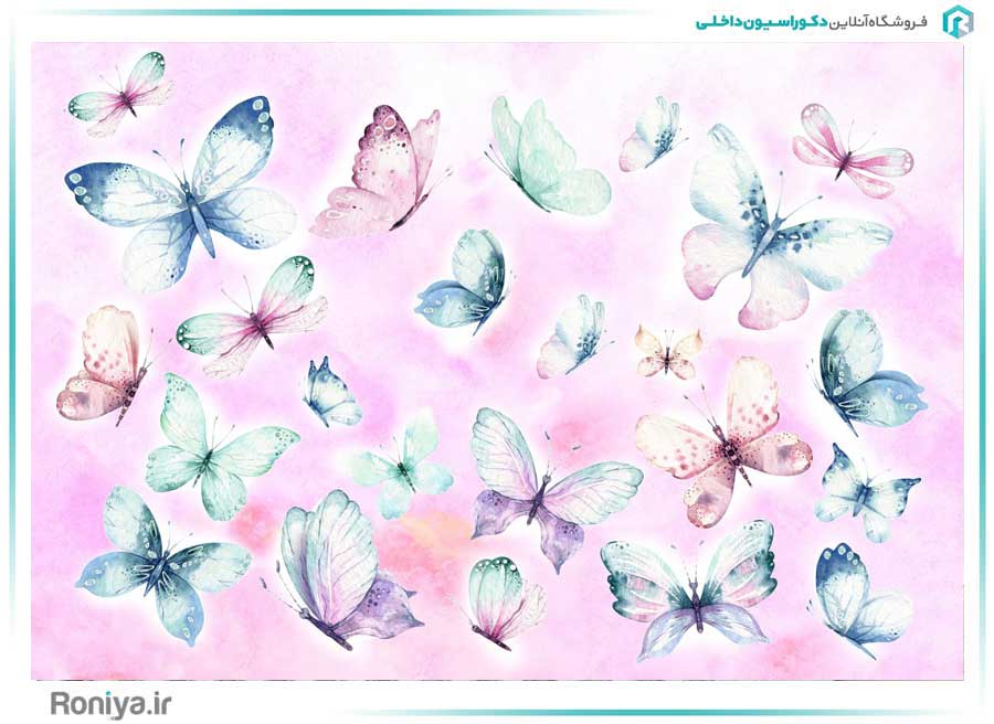 پوستر دیواری پروانه های رنگارنگ کد 3DF-214