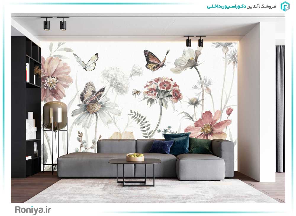 پوستر دیواری گل و پروانه کد 3DF-272