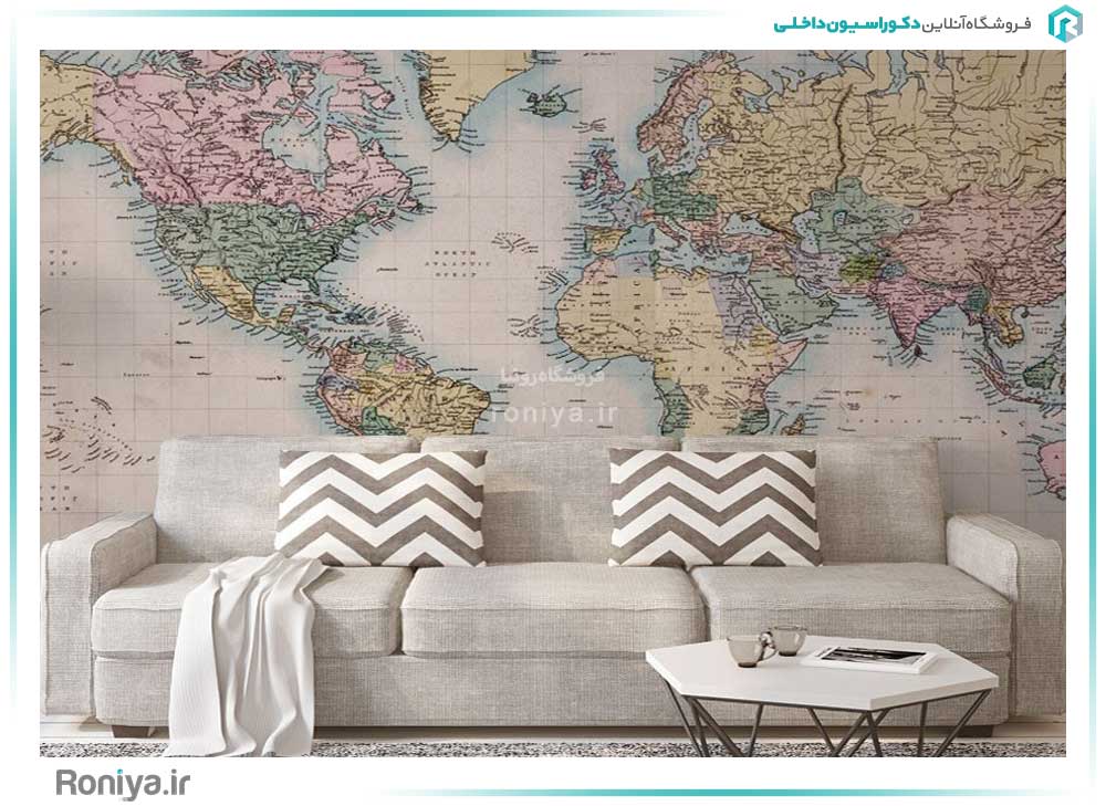 پوستر دیواری مدرن نقشه قاره جهان کد Z629