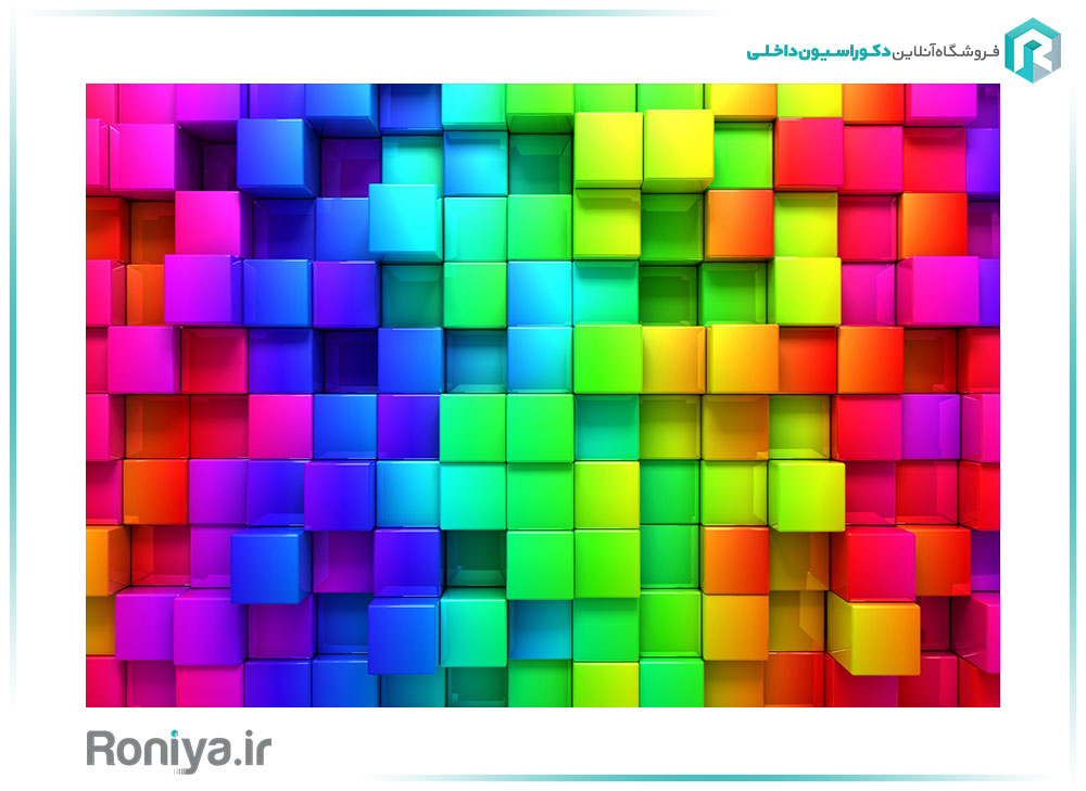 پوستر دیواری سه بعدی رنگین کمان مکعب ها کد 3D-049