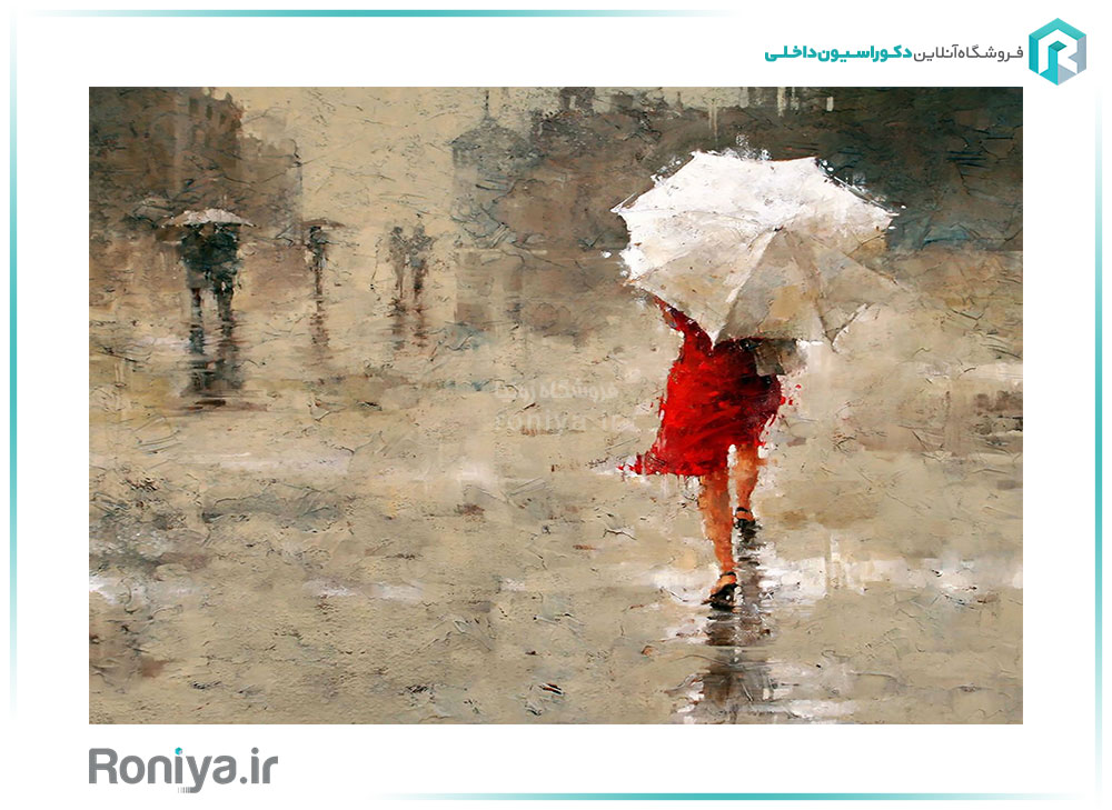پوستر دیواری سه بعدی دختری در باران کد RT-080