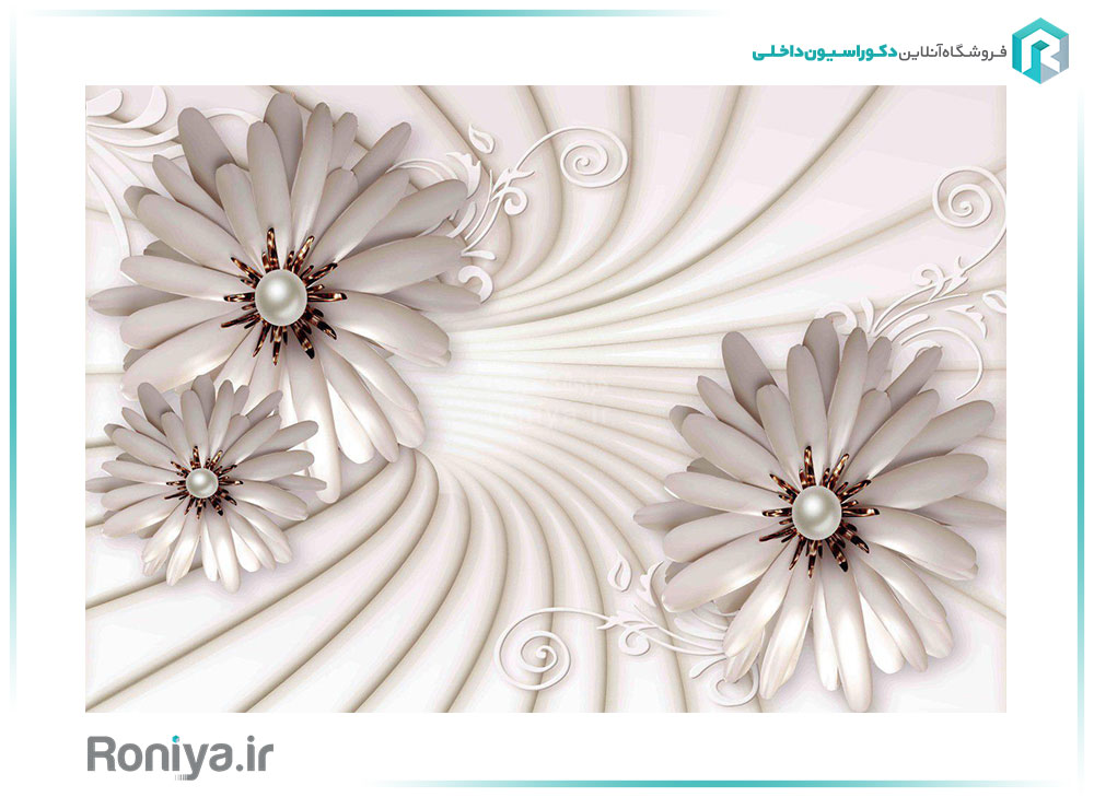 پوستر دیواری گل سفید سه بعدی کد 3D-106