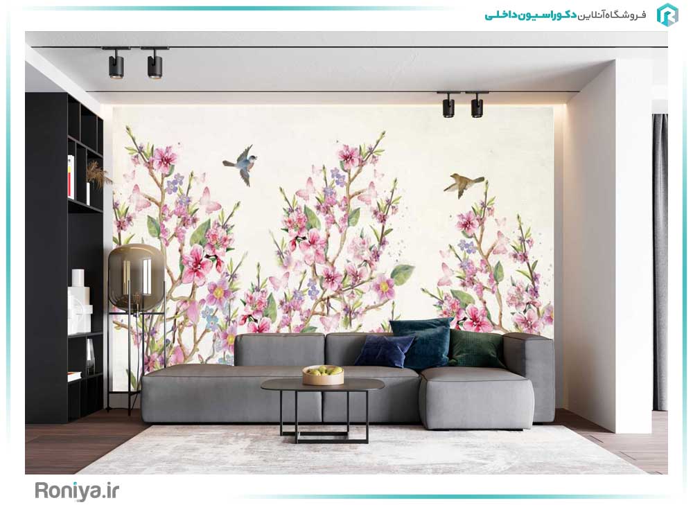 پوستر دیواری گل های صورتی کد 3DF-141