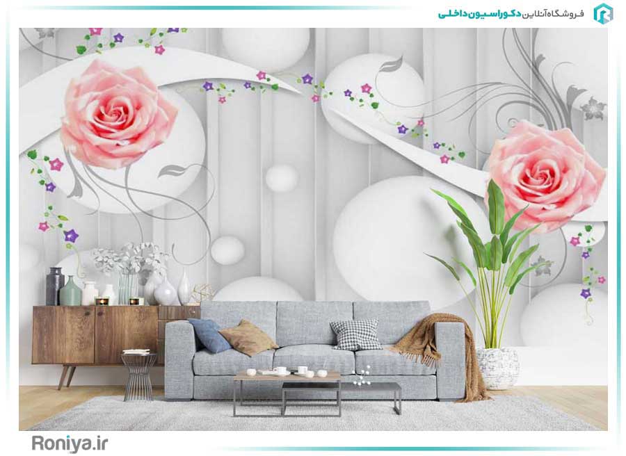 پوستر دیواری سه بعدی گل های محمدی کد 3DF-010