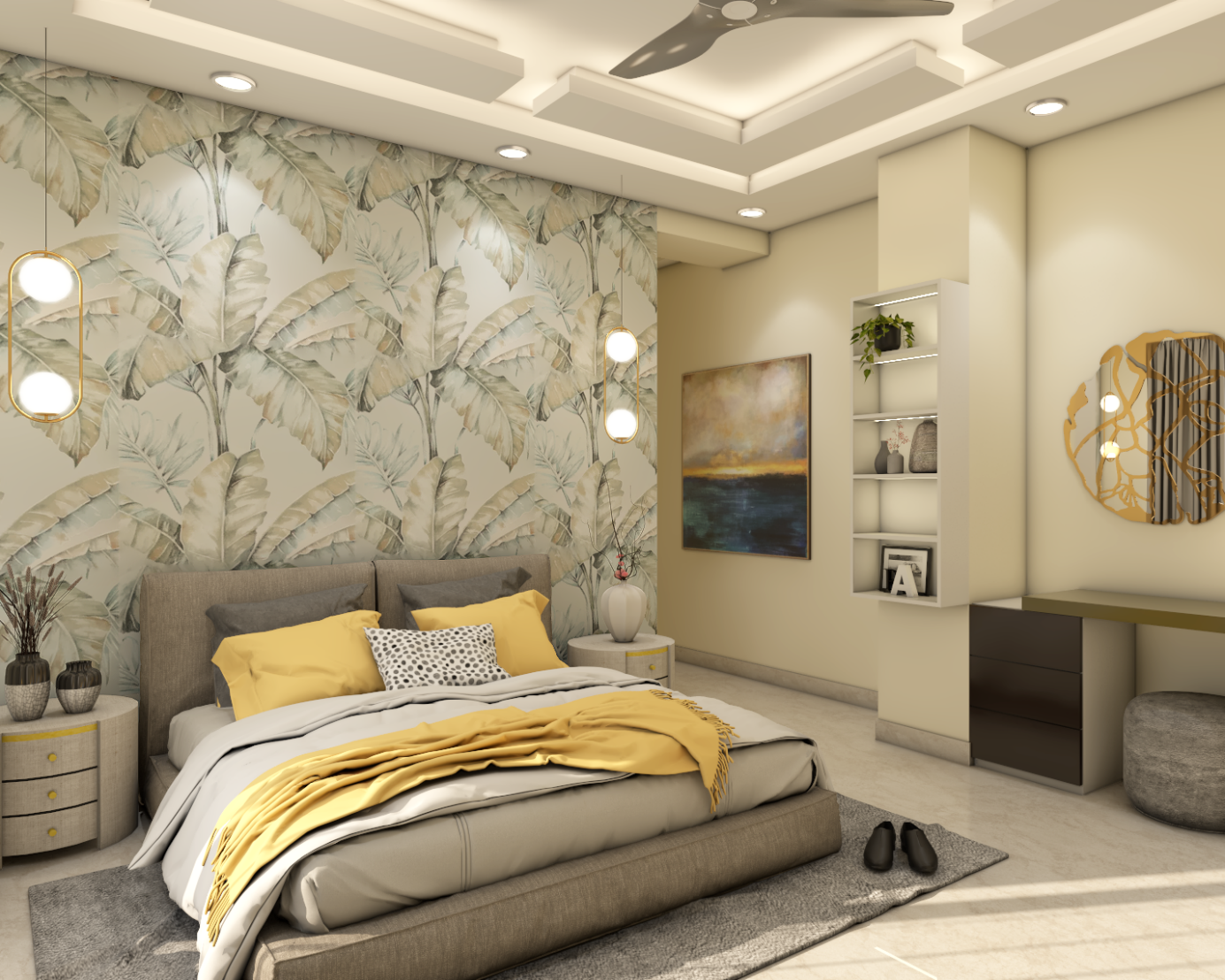  شیوه ترکیب کاغذ دیواری ساده و گلدار برای اتاق خواب: رنگ بندی