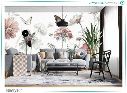 پوستر دیواری گل و پروانه کد 3DF-272 3 پوستر دیواری گل و پروانه کد 3DF-272