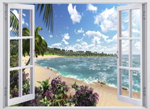 پوستر دیواری سه بعدی پنجره ای رو به دریا کد NT-030 2 پوستر دیواری سه بعدی پنجره ای رو به دریا کد NT-030