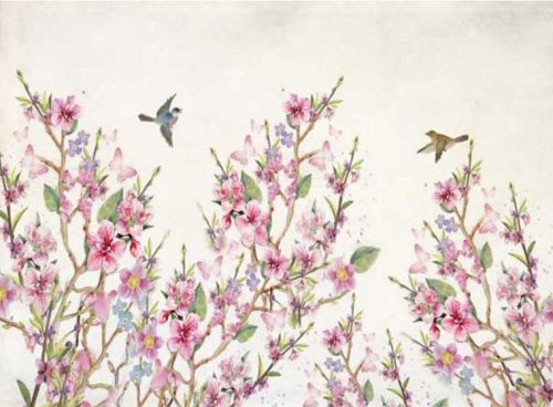 پوستر دیواری گل های صورتی کد 3DF-141 4 پوستر دیواری گل های صورتی کد 3DF-141