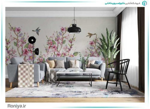 پوستر دیواری گل های صورتی کد 3DF-141 2 پوستر دیواری گل های صورتی کد 3DF-141