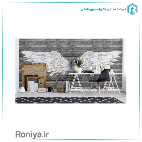 پوستردیواری بال فرشته مدرن طوسیTA-126 3 پوستردیواری بال فرشته مدرن طوسیTA-126