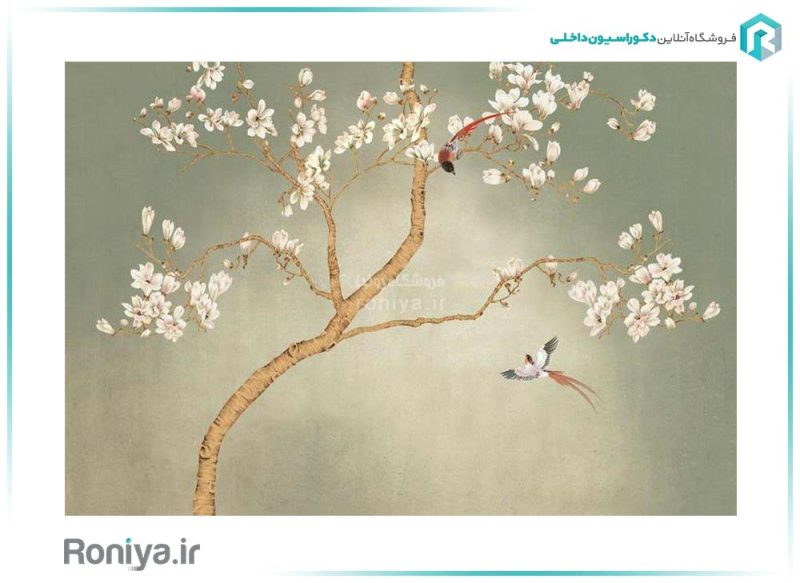 پوستر دیواری شکوفه های صورتی 3DF-574