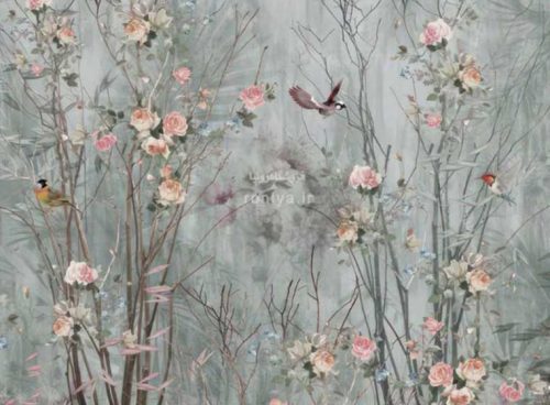 پوستر دیواری هنری گل و پرنده کد 3DF-090 4 پوستر دیواری هنری گل و پرنده کد 3DF-090