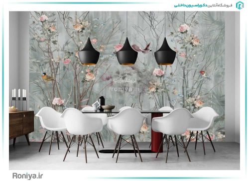 پوستر دیواری هنری گل و پرنده کد 3DF-090 2 پوستر دیواری هنری گل و پرنده