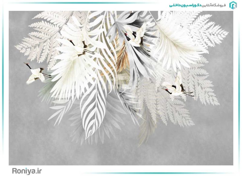 پوستر دیواری طرح برگ سفید کد 3DF-203