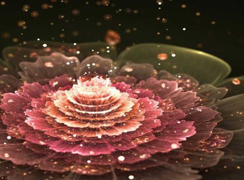 پوستر دیواری سه بعدی گل نور افشان صورتی کد 3D-040