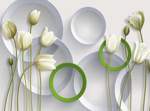 پوستر دیواری سه بعدی لاله های سفید کد 3DF-038 2 پوستر دیواری سه بعدی لاله های سفید کد 3DF-038