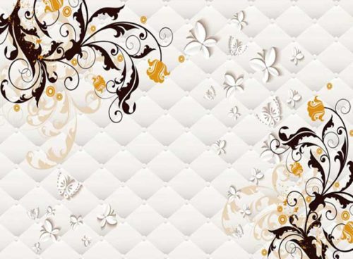 پوستر دیواری سه بعدی اسلیمی و پروانه ها کد 3DF-043