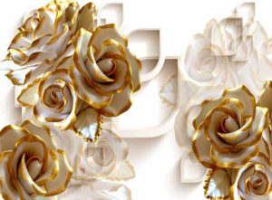 پوستر دیواری سه بعدی زرین گل های رز کد 3DF-063