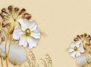 پوستر دیواری گل سه بعدی آرام سفید کد 3DF-111