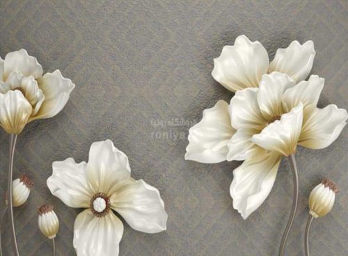 پوستر دیواری سه بعدی پامچال سفید کد 3DF-154 2 پوستر دیواری سه بعدی پامچال سفید کد 3DF-154