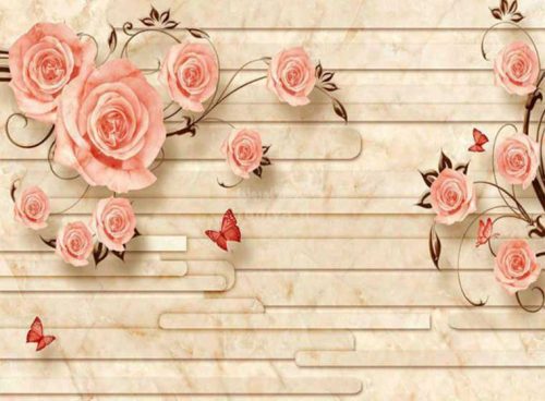 پوستر دیواری سه بعدی رز صورتی کد 3df-161 2 پوستر دیواری سه بعدی رز صورتی کد 3df-161