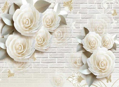 پوستر دیواری گل سفید طرح برجسته کد 3DF-184 2 پوستر دیواری گل سفید طرح برجسته کد 3DF-184