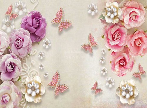 پوستر دیواری گل بنفش و صورتی کد 3DF-216 2 پوستر دیواری گل بنفش و صورتی کد 3DF-216