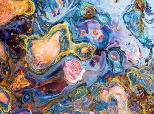 پوستر دیواری انتزاعی سه بعدی ابر و باد تم آبی کد AB-011