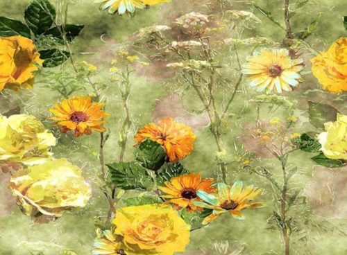 پوستر دیواری انتزاعی سه بعدی رز زرد کد AB-018