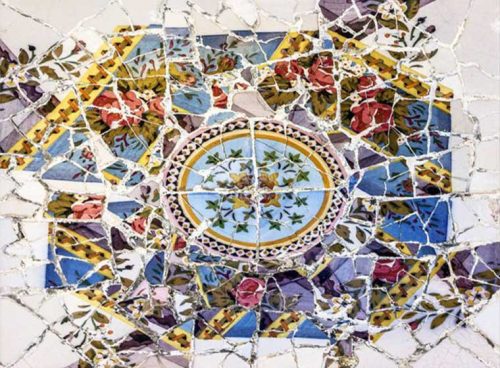 پوستر دیواری سه بعدی انتزاعی کاشی کاری رنگی کد AB-045