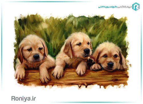 پوستر دیواری سه بعدی توله سگها کد AN-038