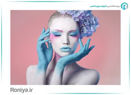 پوستر دیواری فشن سه بعدی دختر صورتی و آبی