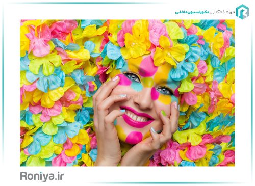 پوستر دیواری فشن سه بعدی گلبرگ زرد و آبی کد FS-068