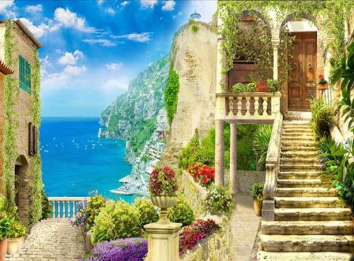 پوستر دیواری سه بعدی چشم انداز خانه های ساحلی کد LS-092 2 پوستر دیواری سه بعدی چشم انداز خانه های ساحلی کد LS-092