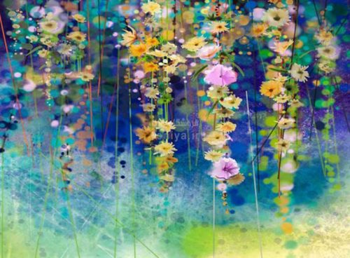 پوستر دیواری سه بعدی هنری گل زمینه آبی کد RT-017 2 پوستر دیواری سه بعدی هنری گل زمینه آبی کد RT-017