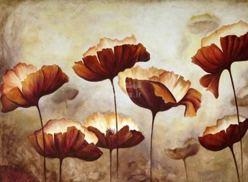 پوستر دیواری سه بعدی شقایق های نورانی کد RT-066 2 پوستر دیواری سه بعدی شقایق های نورانی کد RT-066