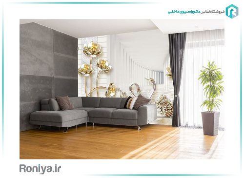 پوستر دیواری قوهای طلایی کد z226 2 پوستر دیواری قوهای طلایی کد z226