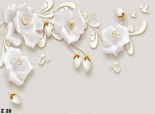 پوستر دیواری سه بعدی گل سفید کد Z28 3 پوستر دیواری سه بعدی گل سفید کد Z28