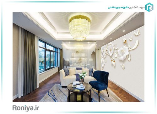 پوستر دیواری سه بعدی گل سفید کد Z28 2 پوستر دیواری سه بعدی گل سفید کد Z28