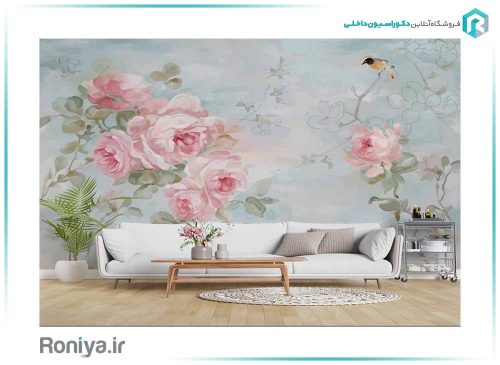 پوستر دیواری گل رز صورتی کد 3DF-255