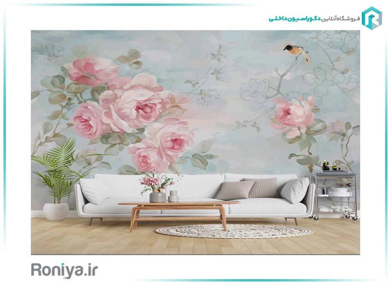 پوستر دیواری گل رز صورتی کد 3DF-255