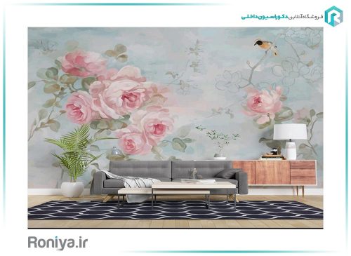 پوستر دیواری گل رز صورتی کد 3DF-255