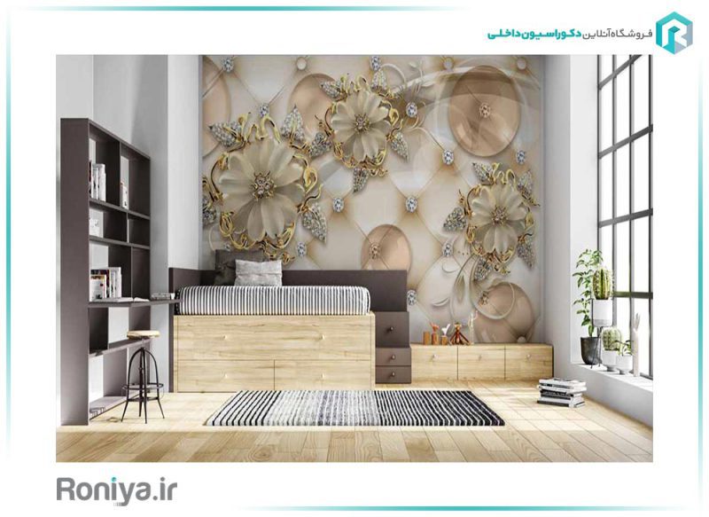 پوستر سه بعدی گل طلایی