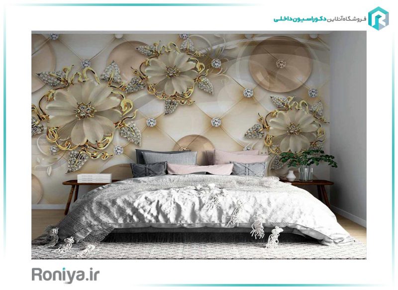 پوستر سه بعدی گل طلایی 3DF 260 - رونیا