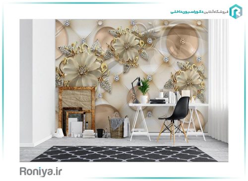 پوستر سه بعدی گل طلایی 3DF 260 3 پوستر سه بعدی گل طلایی