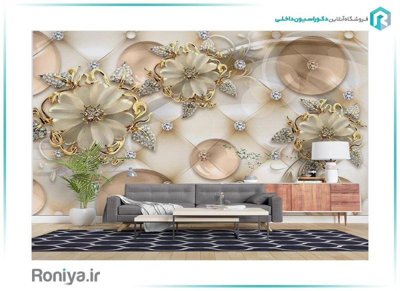 پوستر سه بعدی گل طلایی