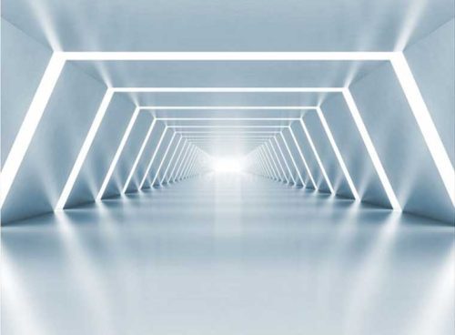 پوستر دیواری سه بعدی راهروی شش ضلعی سفید کد 3D-077 2 پوستر دیواری سه بعدی راهروی شش ضلعی سفید کد 3D-077