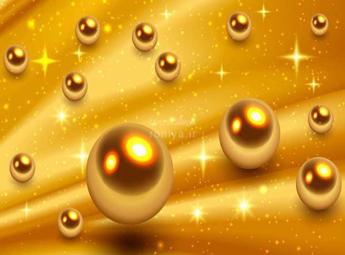 پوستر دیواری سه بعدی گوی های طلایی کد 3D-095 2 پوستر دیواری سه بعدی گوی های طلایی کد 3D-095