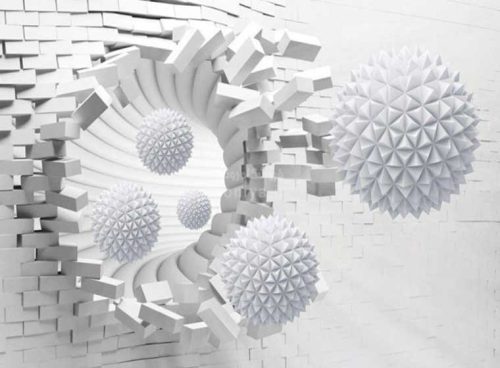 پوستر دیواری سه بعدی توپ های سفید کد 3D-098 2 پوستر دیواری سه بعدی توپ های سفید کد 3D-098