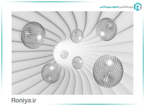 پوستر دیواری سه بعدی گوی های نقره ای کد 3D-099